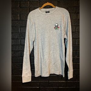 ✨Restricted Gray Long Sleeve Tee with Skull Design